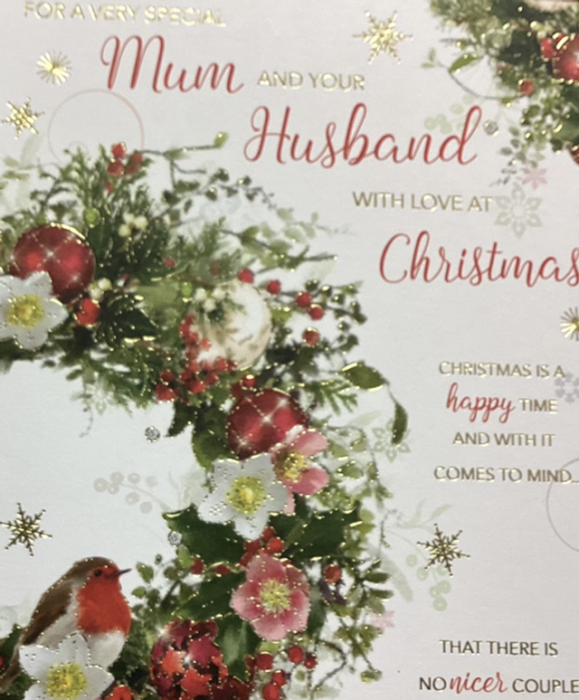 Christmas Mum and Husband (Robin on Wreath) WW
