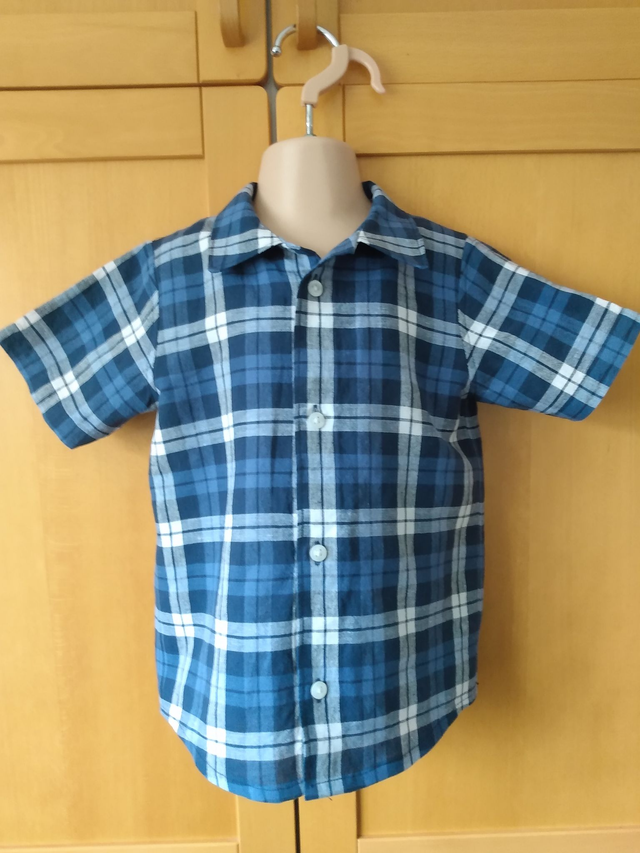 Shirt - 4 yrs (104 cm).   Blue check UPCYCLED