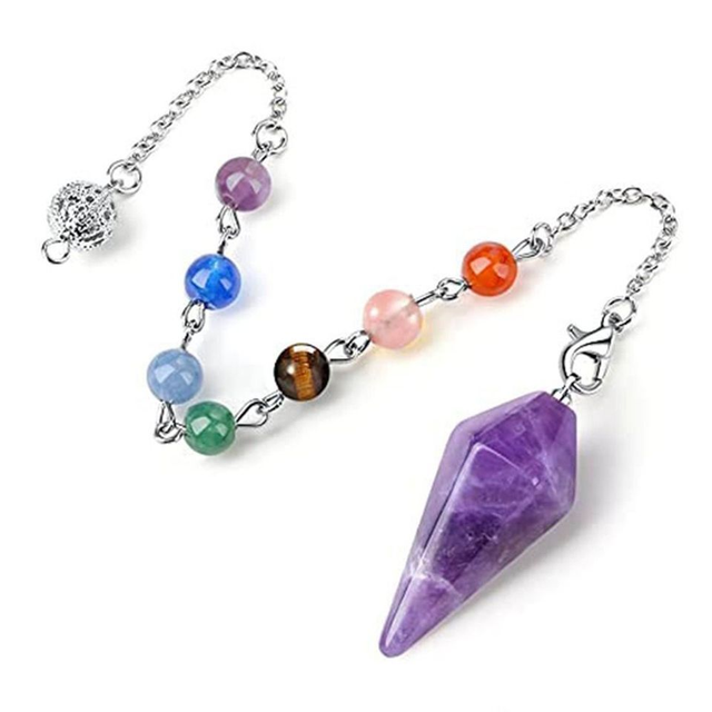 Natursteinpendel 7 Chakra Amethyst 