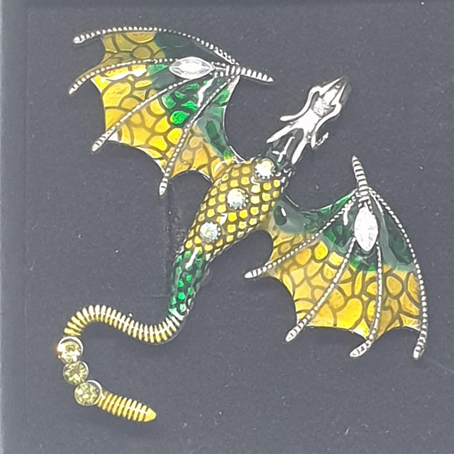 Dragon Brooch  - Yellow and Green 