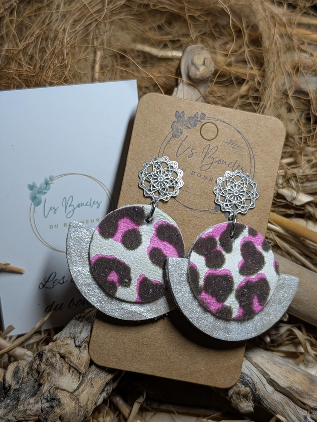 Boucles d'oreilles Dona léopard rose do124