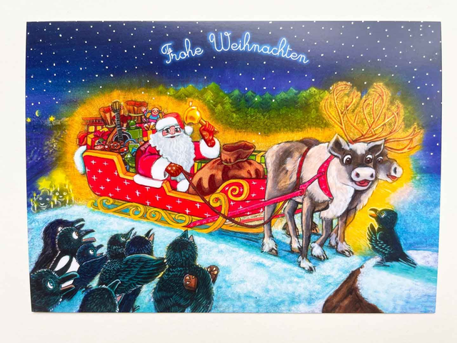 Postkarte Weihnachtsmann Rabenweihnacht