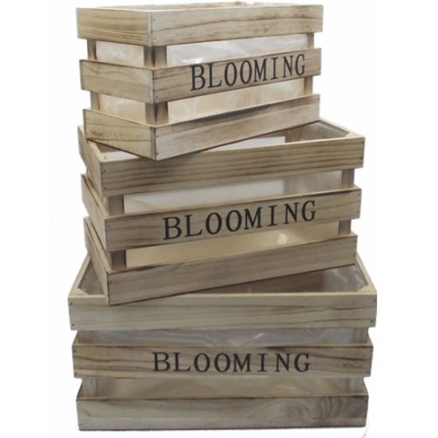 Wooden Blooming Crates Set of 3 - Lovely garden décor  