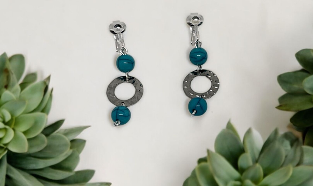 Boucles d'oreilles sans perçage Pierre TURQOISE