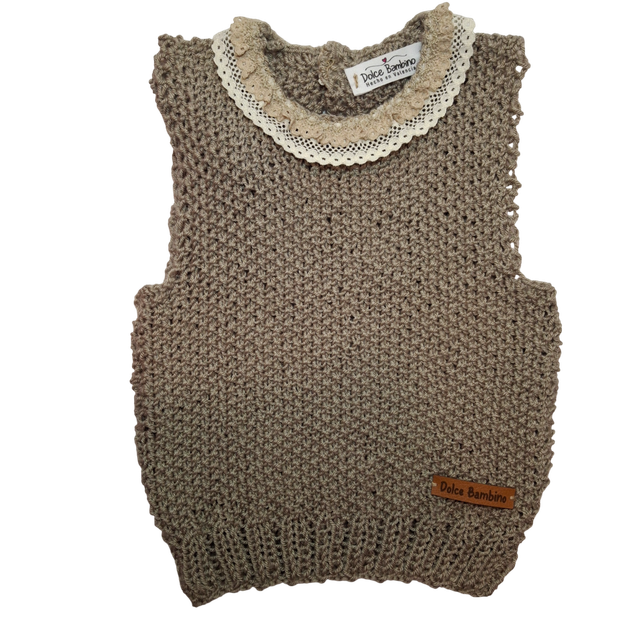 Peto de hilo de algodón con puntilla talle 3