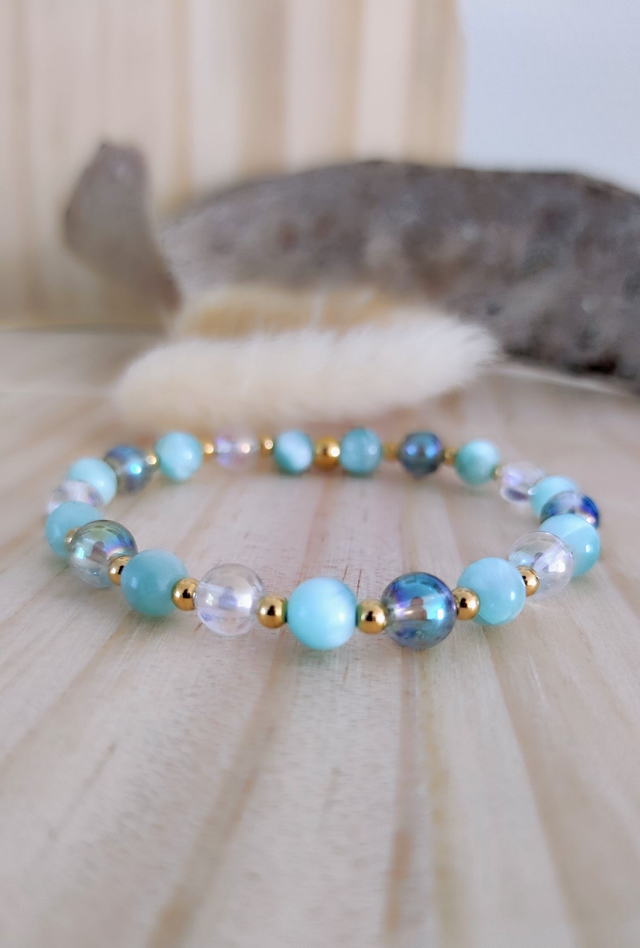 Bracelet "Énergie Féminine" Garniérite et Cristal Aura