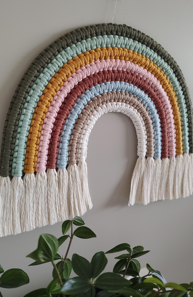 Arc-en-ciel macramé - Déco murale bohème - colorful - HAPPY