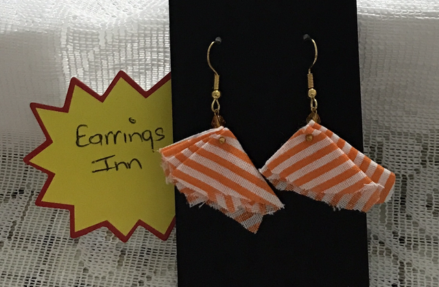 Orange White Mixed Fabric Earrings - MFE03