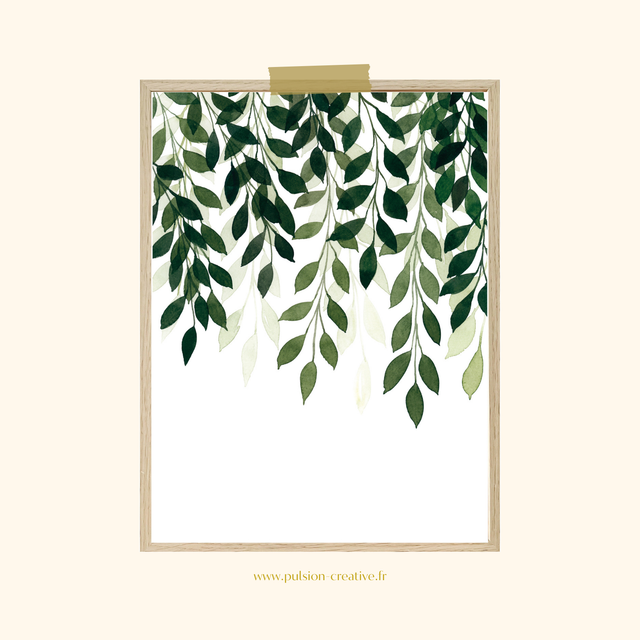 Affiche aquarelle 30x40 cm FEUILLAGE TOMBANT