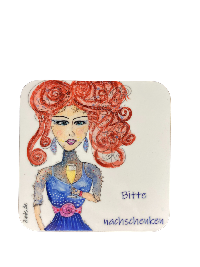 Untersetzer "Prosecco-Dame - bitte nachschenken"