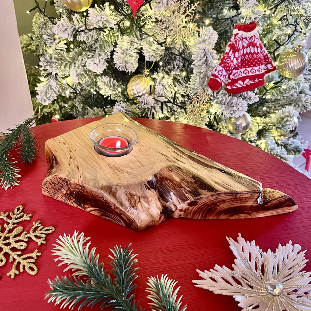 Handcrafted Cypress Wood Tealight Holder
