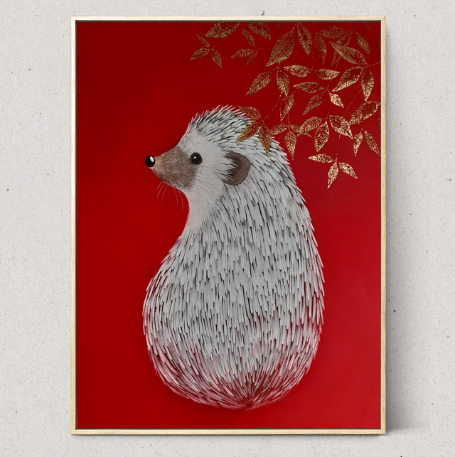 Hérisson - Peinture traditionnelle japonaise 60×80cm