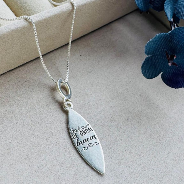 Colar Surf “Ela é Mar de Ondas Bravas” – Corrente V12 – Prata 925