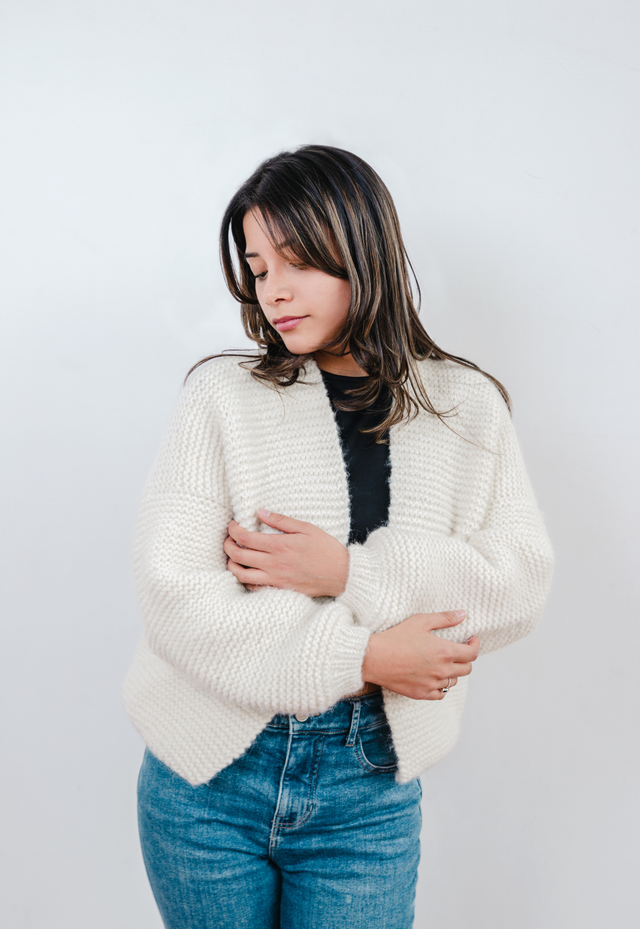 Alpaca Cardigan - creme weiß