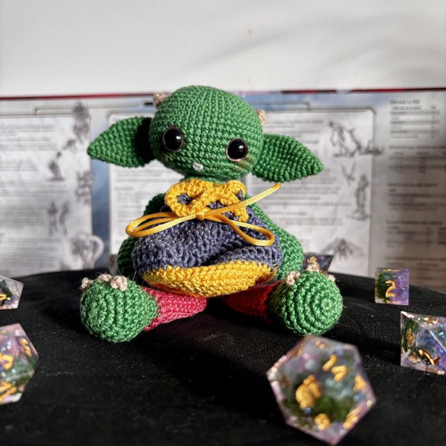 Goblin Dice Bag - Green with blue bag