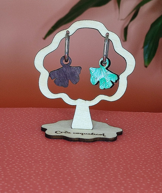 Boucles d' oreilles Gingko double-face interchangeables