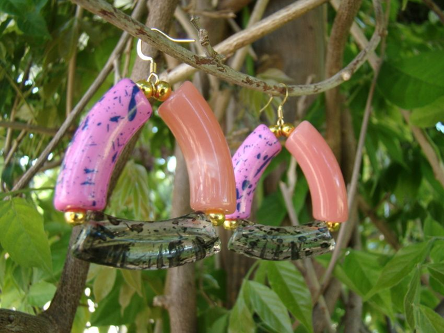 Boucles d&#039;oreilles perles tubes incurvées Shabalaa Gulaabee