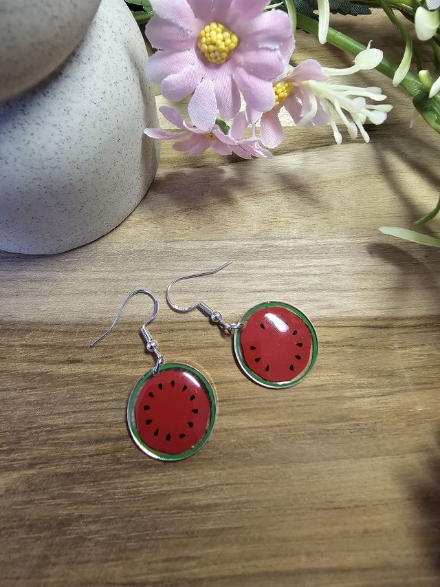 Boucles d&#039;oreilles 20mm Argent &quot;Délices Fruités&quot; PASTEQUE