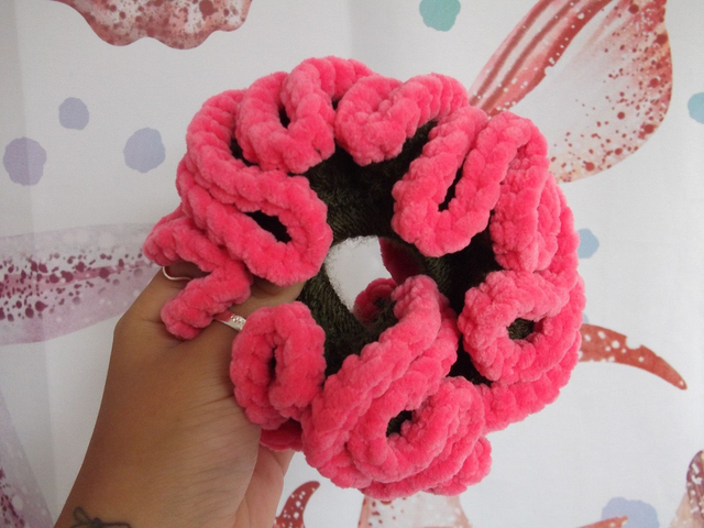 Khaki and Neon Pink Scrunchie