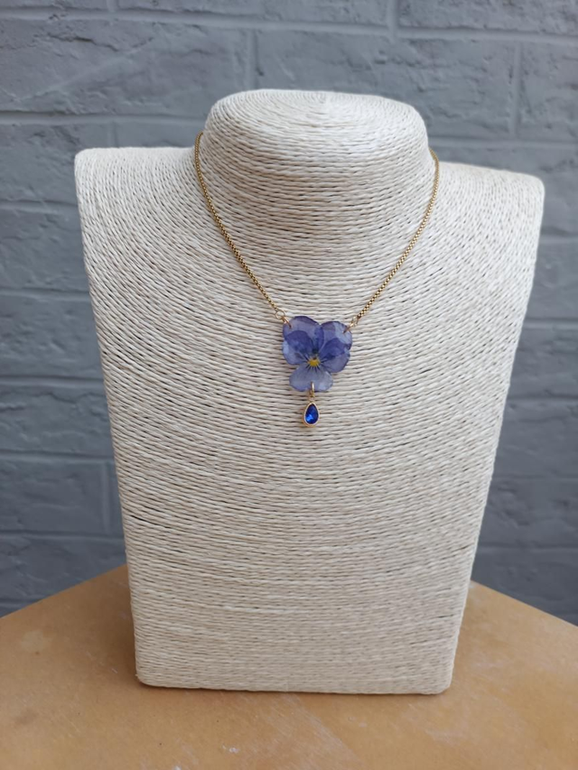 Collier Fleur séchée Pensée Violette