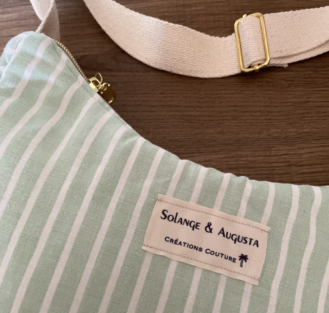 Sac baguette rayé vert 