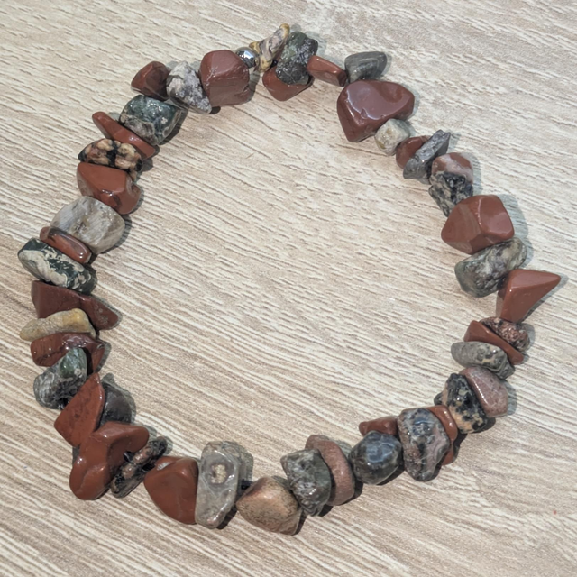 Bracelet "Jaspe rouge & Jaspe léopard" baroque BR-233