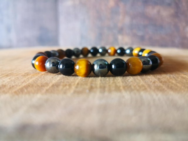 Bracelet homme Pierre naturelles Œil de Tigre / Hematite / Onyx