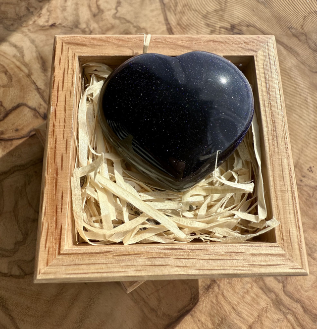 Blue Goldstone Crystal Heart