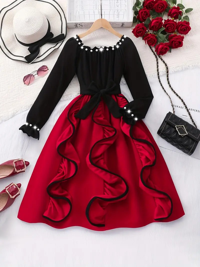 Girls Dress, Girls' Elegant Christmas Party Dress