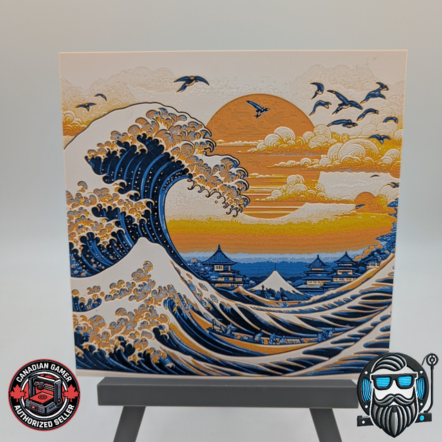 Tableau décoratif 3D Hueforge – Vague japonaise stylisée – Impression 3D PLA 200 x 200 mm