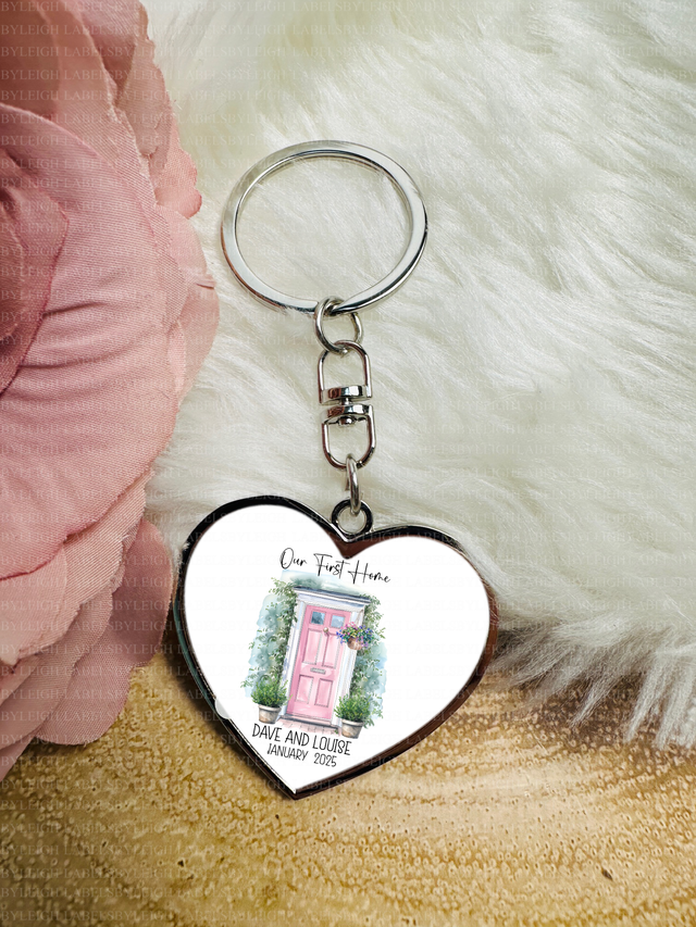 Personalised Heart shape New Home Keyring