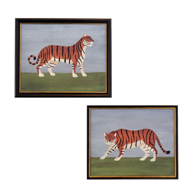 Bengal Tigers Facing Left And Right By Matt Rix Companion Folk Paintings