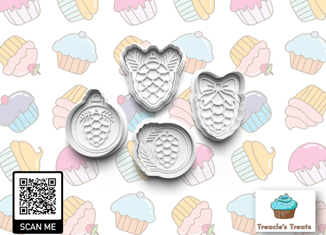 Pine Cone Theme Fondant/cookie stamps with cutters