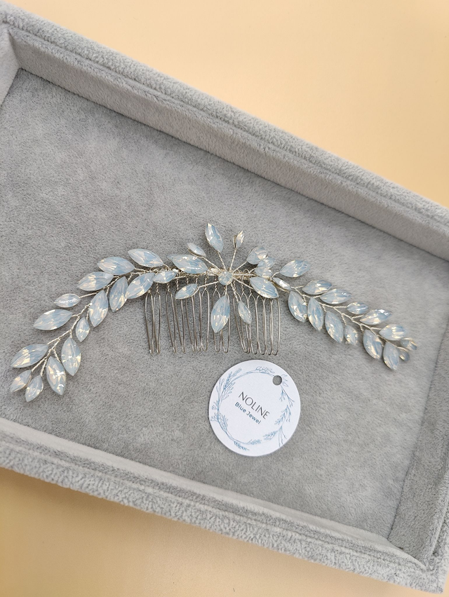 Vigne de cheveux strass bleu opale, bijoux de cheveux cristal bleu opale