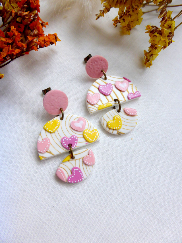 Boucles d'oreilles pendantes - Coeur de spirales