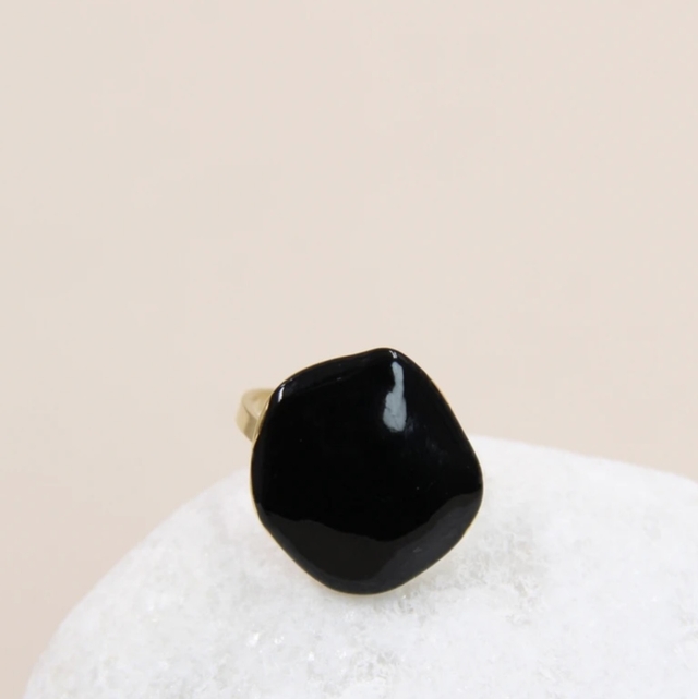 Bague ronde pierre noir