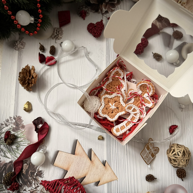 Accroche pour Sapin - Ensemble 5 pièces Pain d’épices au crochet
