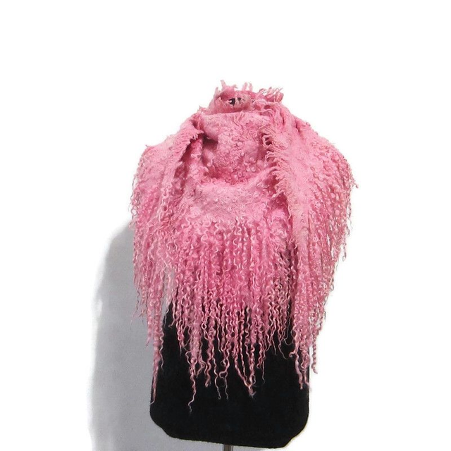 Scialle Lana seta feltro caldo rosa infeltrimento inverno Fatto a mano Scialle donna Regalo unico