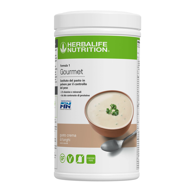 Formula 1 Herbalife® Gourmet – Pasto Caldo al Gusto Funghi con 17g Proteine & 25 Vitamine.