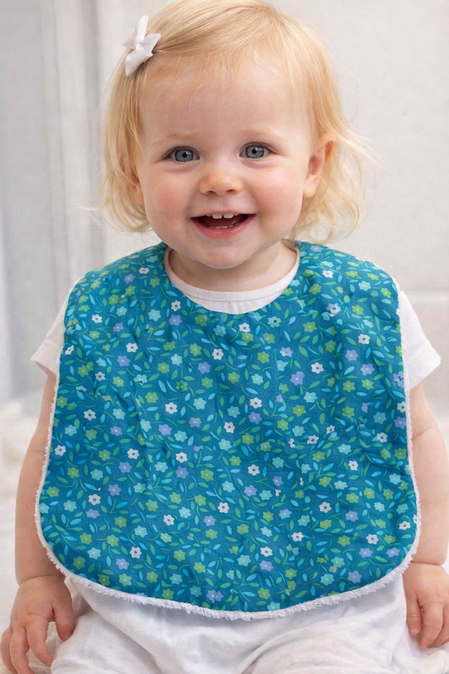 Bavoir Modèle "Turquoise à fleurs"   