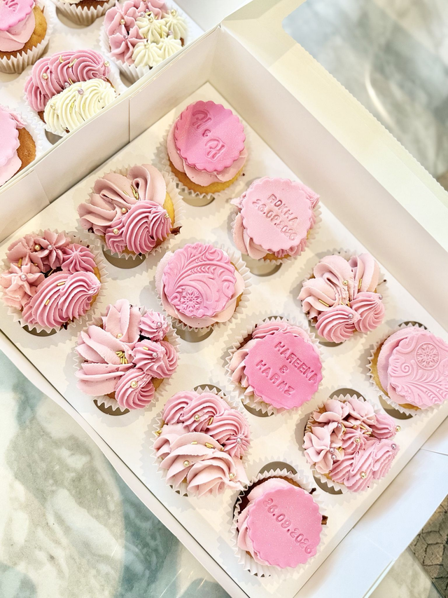 Pink Rokha Engagement Cupcakes