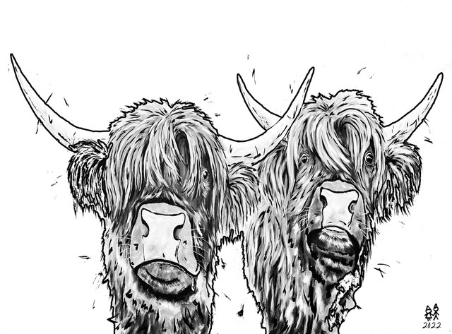 X4 Prints - Hamish &amp; Peanut Black &amp; White 8"x10" (£7.50 per unit)