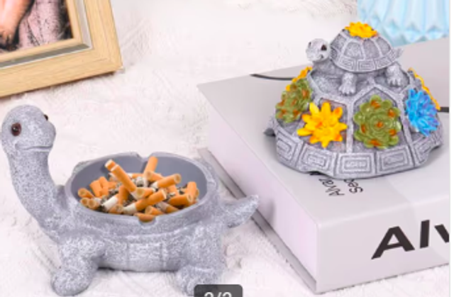 Luxe asbak schildpad met schild opening 