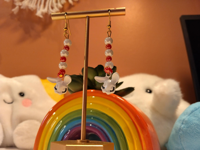 Handmade beaded bunny earrings 