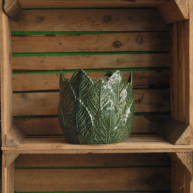 Glazed Leaf Plant Pot 