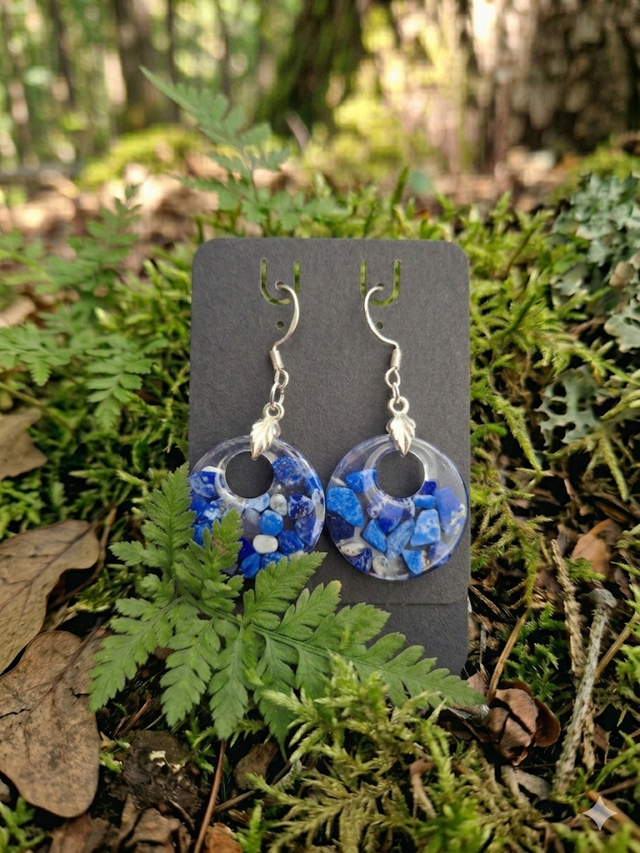 Boucles d'oreilles pendantes en argent 925 et pierres naturelles.