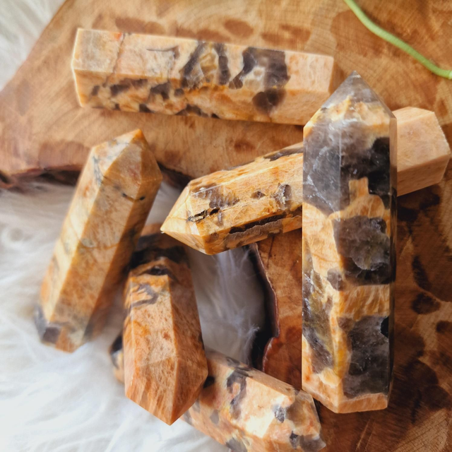 Peach Moonstone And Smokey Quartz Point