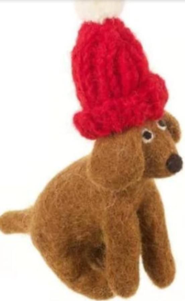 Needlefelt Doggy in Bobble Hat 
