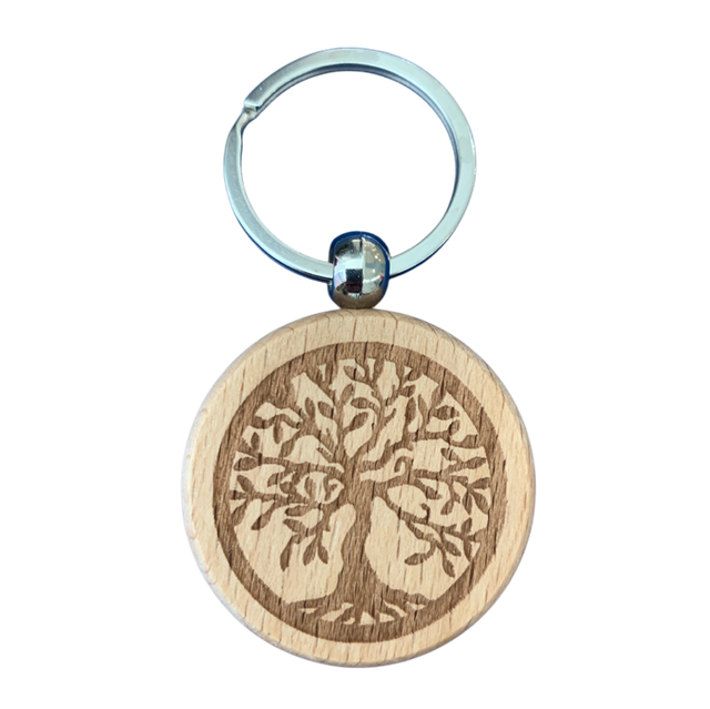Tree of Life Wooden Double Sided Keyring