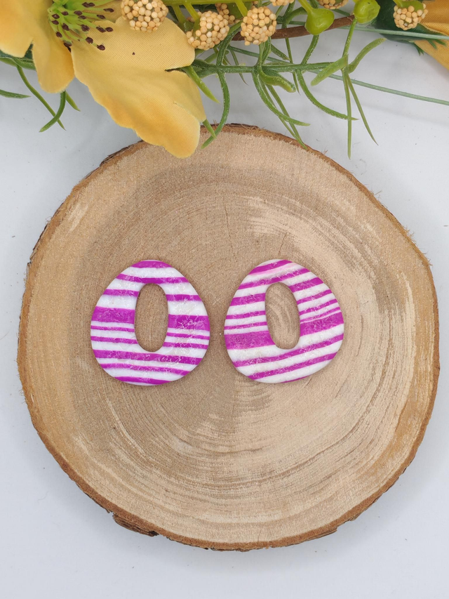 Rondellette rayées Blanc/Violet Fluo 